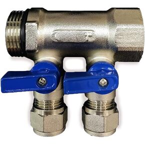 3/4" Plumbing PEX Manifolds w/ 1/2" Pex Ball Valves - Radiant Heat Manifold - PEX Tubing Floor Heating Manifolds - Blue Handles (5 Loop Blue)