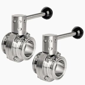 2Pcs 1.5 Inch Tube OD Butterfly Valve, Sanitary Tri Clamp Butterfly Valve, Stainless Steel 304 with Pull Handle in Kuwait