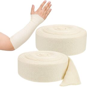 Preboun 2 Rolls Cotton Stockinette Tubular Bandage 11 Yard Comfortable Arm Stockinette Tubing Reusable Elastic Bandage Sleeve for Ankles and Elbows(5 Inch)