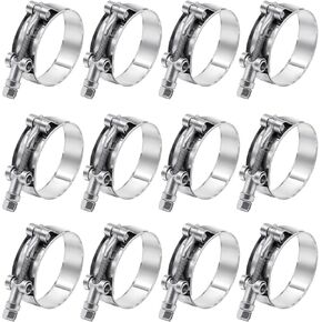12 Pack 3.75 inch T-Bolt Hose Clamps, Stainless Steel_304 Working Range 102mm-110mm for 3.75" Hose ID, Turbo Intake Intercooler Clamp for Automotive