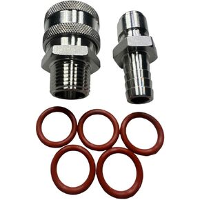 Monster Flow 1/2 Inch 316 Stainless Steel Quick Disconnect Set, 1/2" Soft Washing Quick Connect, Beer Brewing 1/2" Barb, 1/2" MNPT, 5 Additional O-rings