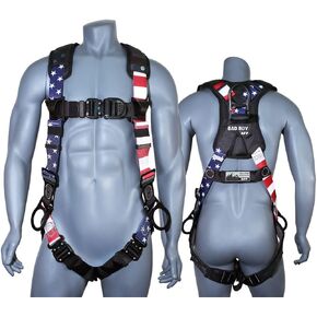 AFP Fall Protection PremiumSafety Harness, Vented & Padded Shoulder, Legs and Back, 3 D-Rings, Tongue Buckle