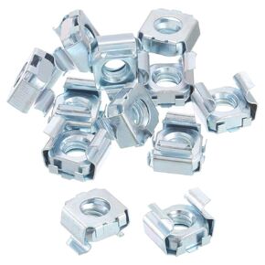 uxcell 12-24 Cage Nut, 10Pcs Snap-in Cage Nuts, Carbon Steel Zinc Plated Metric Nut for Server Rack Cabinet, Silver