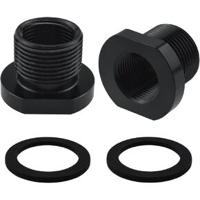 2 Pack 1/2 x 28 Thread Protector, 1/2 x 28 Convert to 5/8 x 24 thread adapter with washer (Black)