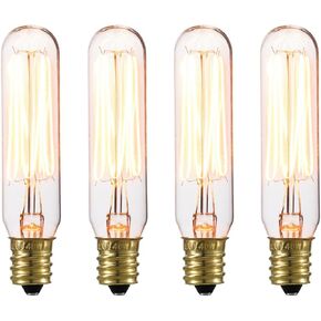 Globe Electric 80151 40W Vintage Edison Mini Tube Clear Glass Dimmable Incandescent Light Bulb 4-Pack, E12 Base, 210 Lumens, Edison Bulbs, Vintage Light Bulbs, E12 Light Bulb, Home Improvement