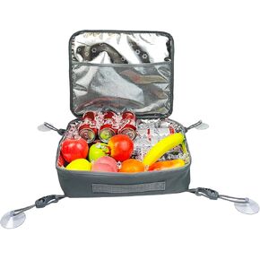 Deck Cooler Bag, 11lL Paddle Board Cooler Portable Waterproof Insulated Surf Sup Storage Bag Paddle Board Accessories with 4 Suckers for Food, Drinks (Black)