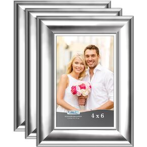 Icona Bay 8x10 Picture Frames (Silver, 3 Pack), Contemporary Photo Frames 8 x 10, Wall Mount or Table Top, Elegante Collection