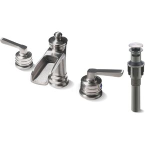 Fapully Oil Rubbed Bronze Bathroom Sink Faucet, Waterfall Bathroom Faucets 3 Hole, 8 Inch Widespread Bathroom Faucet with Pop-up Drain, 2-Handle Faucet for Bathroom Sink Vanity RV