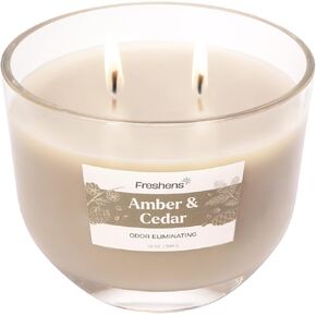 Carolina Freshens Vanilla Honey Odor Eliminating Highly Fragranced Candle for Home Scented, Eliminates 90% of Pet, Smoke, Food and Other Smells Quickly, 2 Wick, 14 oz - Made in The USA