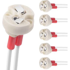 DiCUNO G4, GU5.3 Bi-Pin Ceramic Base Socket, MR16, MR11 Halogen Incandescent LED Bulb Holder Wire Connector (12pcs)