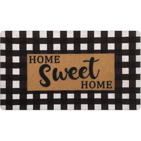 Welcome Front Door Mats Buffalo Plaid Doormat Decor 17" x 30" Home Entrance Doormat Non Slip Artificial Coir Doormat Indoor Outdoor Front Door Rug for House Porch Outside(Hello)