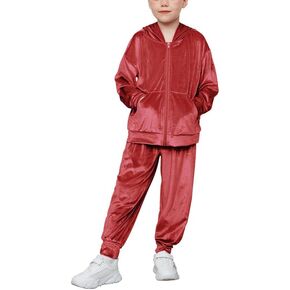 CHILDRENSTAR Girls Velour Tracksuit 2 Piece Outfit Hoodie Sweatpant Set Sportswear Clothes For 3-13Y