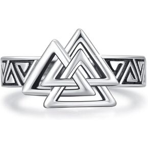 CUOKA MIRACLE Viking Ring 925 Sterling Silver Celtic Knot Ring Thumb Rings Open Ring Talisman Norse Pagan Ring for Men Women