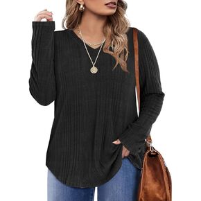 Rapbin Plus Size Tops for Women Long Sleeve Shirts V Neck Sweater Floral Blouses 2024 XL-5XL
