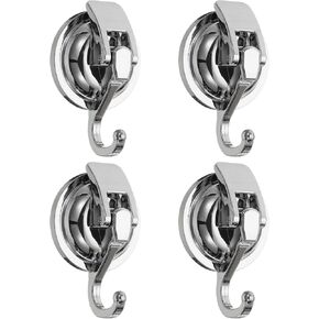 HARFINGTON 4pcs Suction Cups Hooks Powerful Vacuum Multi-Purpose Suction Shower Hooks Removable Reusable Waterproof Wreath Cup Hook for Bathroom Kitchen Restroom, Black