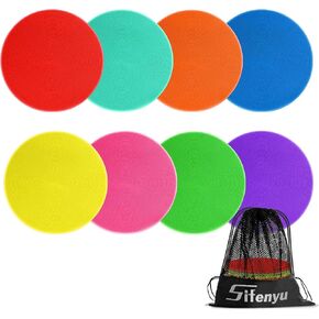 علامات بولي سبوت نقاط أرضية مطاطية 9 بوصة 8/16/24 قطعة مخاريط مسطحة علامات خفة الحركة غير قابلة للانزلاق نقاط بولي لصالة الألعاب الرياضية وكرة السلة وكرة السلة وتدريب سرعة خفة الحركة وأنشطة الفصول الدراسية وتدريبات التمرين in Kuwait