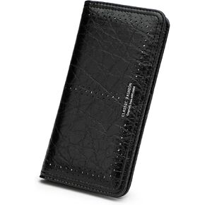 Rfid Slim Wallet for Womens Thin Card Holder Travel Wallet Bifold Clutch Long Ladies Billfold Black