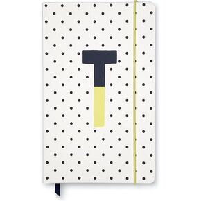 Kate Spade New York Take Note Large Polka Dot Leatherette Initial Notebook, Bound Journal Includes 168 Lined Pages and Bookmark, A (Pink)