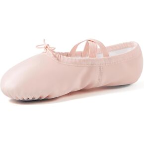 SANGEESON Women's Leather Ballet Shoes Non-Slip Ballet Slippers Performa Dance Shoes for Adult