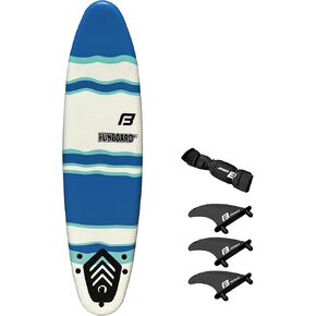 رغوة لوح ركوب الأمواج FLOWBOARD مقاس 6 بوصات و7 بوصات و8 بوصات - تتضمن (3) زعانف بطول 6 أقدام و(2) أوتار خشبية - للأطفال والكبار - للمبتدئين إلى المتوسطين - تأتي مع وسادة جر عالية الأداء in Kuwait