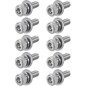 uxcell M3 x 8mm Stainless Steel Hex Socket Head Cap Screws Bolts Combine with Spring Washer and Plain Washers 10pcs