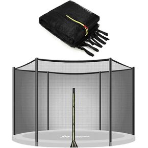 Trampoline 10/12 / 13 / 14Ft Replacement Safety Enclousure Net for 6/8 Straight Poles Round Frame Trampolines (Net Only)