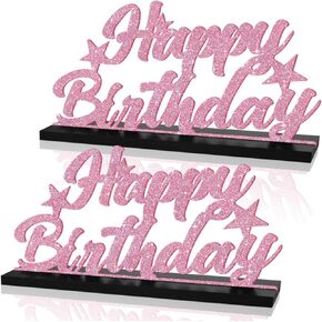 Glitter Black Letter Happy Birthday Sign Centerpieces for Table Birthday Party Supplies Birthday Favor Decoration for 30th 40th 50th 60th 70th 80th 90th 100th Birthday Table Decoration