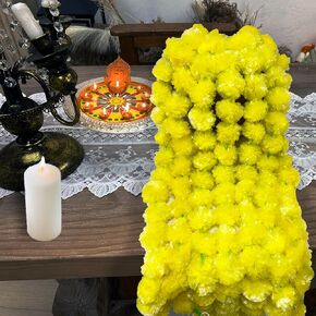 Marigold Flower 5pcs Garlands with 150Pcs Flowers, Marigold Artificial Flowers for Diwali Home DIY Wreath Garland Day of The Dead Dia De Los Muertos Decor Indian Wedding Party Decoration Halloween