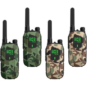 Radioddity FS-T3 أجهزة اتصال لاسلكية للبالغين والأطفال طويلة المدى 4 حزمة قابلة لإعادة الشحن جهاز اتصال لاسلكي FRS اتجاهين، 22 قناة ترخيص شحن USB مجاني مع مصباح يدوي للأولاد والبنات هدية للتخييم والمشي لمسافات طويلة
