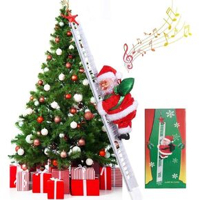 Electric Climbing Santa 2022 Christmas Ornament On Rope Ladder Christmas Tree Indoor Outdoor Hanging Christmas Creative Decoration for Christmas Tree Fireplace Home Decor
