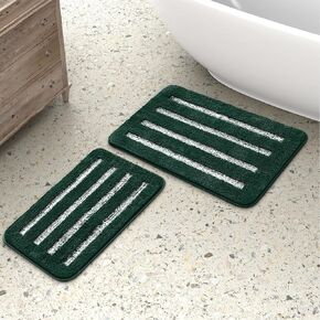 Urvoix Bathroom Rugs Set - 2 Piece Butter Chenille Bath Rugs with Non Slip Backing, Super Absorbent Thick Soft Plush Bath Mats for Bathroom, Tub, Shower (Sage, 20"x32" / 17"x24")