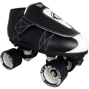 VNLA Junior Tuxedo Jam Skates - Outdoor and Indoor Unisex Roller Skates for Tricks and Rhythm Skating - Black/White (Men 12 / Women 13)