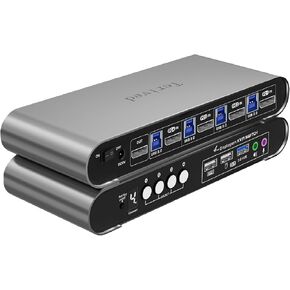 4 Computers and 1 Monitor DP USB 3.0 KVM Switch 4K@144Hz with Hotkey Switching and Audio Port, Digital Display Aluminum Body Cables inclued in Kuwait