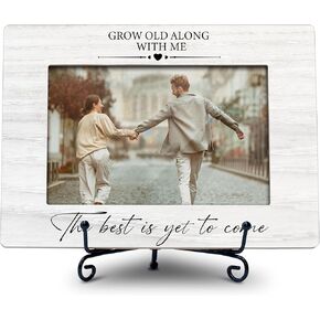 The Best Is Yet To Come Love Picture Frame, 4X6 Photo Frame Wedding Gifts, Small Wooden Photo Frame With Iron Stand, Engagement Gifts For Couples, Love Remembrance Gifts -A07