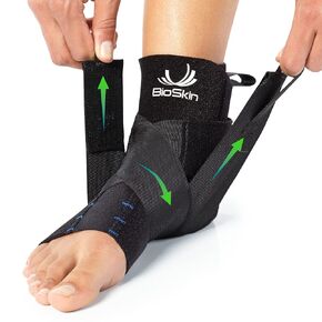 BioSkin Ankle Compression Brace - Ankle Wrap for Sprained Ankle, Post Injury Ankle Brace, Ankle Support Brace for Women and Men, Swollen Feet Relief