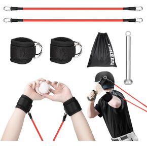 Hikeen Resistance Bands for Baseball, Baseball Resistance Trainer Kits with Interchangeable Grips to Build Pitching Arm Strength Baseball Training Aid for Baseball Players Baseball Pitching Trainer