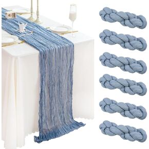6 Pieces Sage Green Cheesecloth Table Runner 10ft, Boho Gauze Fabric Table Runner for Wedding Bridal Baby Shower Spring Table Birthday Decor