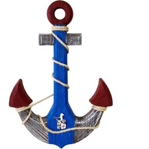 Grace Home Wooden Decorative Anchor with Rope and Crossbar, Wood Nautical Decor Anchor Wall Hanging Ornament Plaque, 18’’H