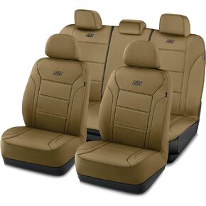 Skechers Memory Foam Car Seat Covers, Lycra Car Seat Covers Thick Memory Foam, Two Front Seat Cover, Airbag Compatible, Automotive Comfort Protection for Most Cars,Trucks, SUVs(All Brown)