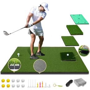 MyVoice Pro 4-in-1 Thickened Golf Mat Premium 5x4ft Golf Hitting Mat, 4 Interchangeable Inserts for Practice Driving, Chipping, Swing, Versatile for Indoor and Outdoor Training, Ideal for All Golfers