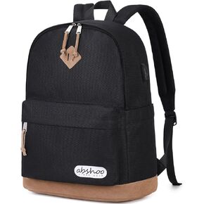 abshoo Plain Big Student Backpack For School Men Middle High School Backpacks Teen Boys Bookbag Travel Daypack (Black)