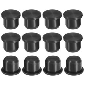 PATIKIL Silicone T-Hole Stoppers 13.9mm/0.55inch, 12 Pack Soft Flexible Plug End Cover Caps Waterproof Bottle Seal Plug for Cable Gland Hole, Black