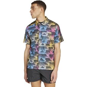 adidas mens Tiro Allover Print Mesh Resort Shirt
