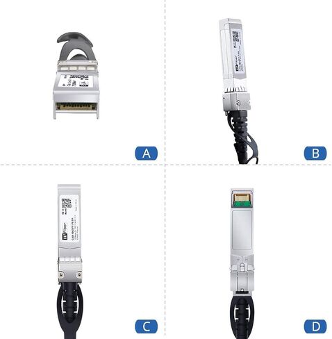 H!كابل SFP+ من الألياف، 10G SFP+ DAC، 0.5 متر (1.64 قدم)، كابل Twinax النحاسي السلبي المباشر لـ Cisco SFP-H10GB-CU0.5M، Ubiquiti UniFi UC-DAC-SFP+، Meraki، Mikrotik، Intel، Fortinet، Netgear، 0.25m-7m in Kuwait