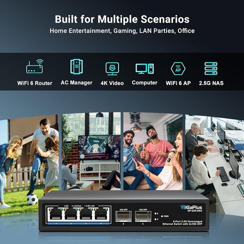 10 Port 2.5Gb Unmanaged PoE Switch with 8*2.5G Base-T PoE Ports, 2*10G SFP+ Uplink, 802.3af/at (PoE+), 80Gbps Switching Capacity, GigaPlus 2.5G PoE Switch for 2.5Gb NAS/PC, WiFi6 Router, Wireless AP in Saudi Arabia