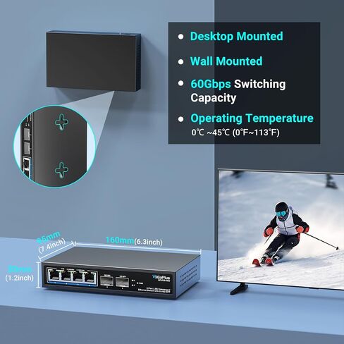10 Port 2.5Gb Unmanaged PoE Switch with 8*2.5G Base-T PoE Ports, 2*10G SFP+ Uplink, 802.3af/at (PoE+), 80Gbps Switching Capacity, GigaPlus 2.5G PoE Switch for 2.5Gb NAS/PC, WiFi6 Router, Wireless AP in Saudi Arabia