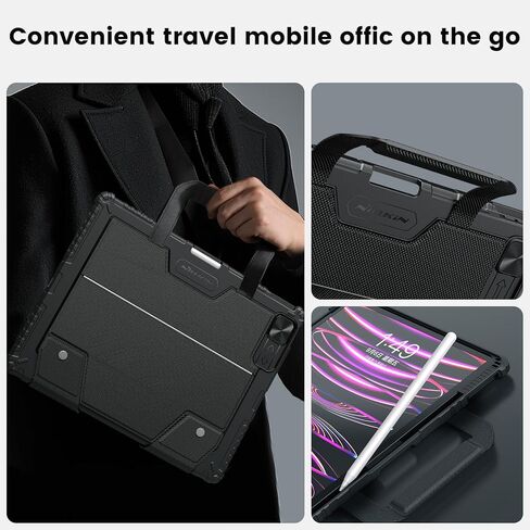 Nillkin Carry Go Backlit Keyboard Case for iPad Pro 12.9 (3rd/4th/5th/6th Generation) with Handle, Grey for iPad Air 13 inch M2 Detachable Keyboard with Trackpad,Kickstand,Great Typing,Function Row in Saudi Arabia