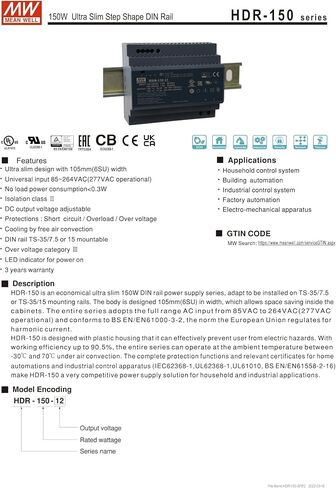 Mean Well HDR-15 Series HDR-15-24 15W Ultra Slim Step Shape DIN Rail (HDR-15-24) in Saudi Arabia