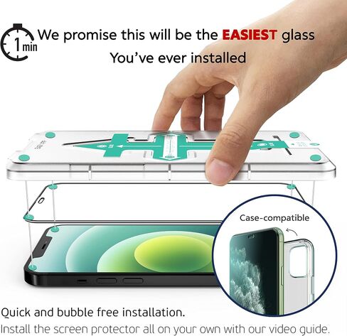 Deppa [2 Pack Premium Screen Protector for iPhone 13 Pro/13/14 (6.1') Tempered Glass/ 3D Edge to Edge Full Coverage |Case Compatible| with Easy Install Kit Tray [Video Guide] in Saudi Arabia