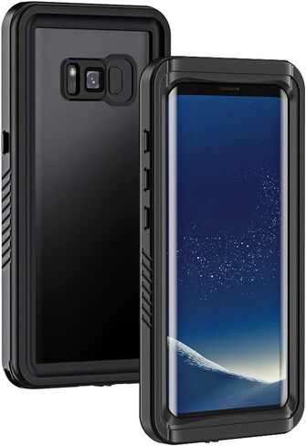 Lanhiem Samsung Galaxy S10 Case, IP68 Waterproof Dustproof Case with Built-in Screen Protector, Rugged Full Body Shockproof Protective Cover for Galaxy S10 6.1 inch (Black/Clear) in Kuwait